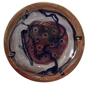 Lucio Fontana, Concetto spaziale, Glazed terracotta plate, signed.