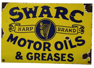 Porcelain Swarc Motor Oil & Greases Advertising Sign.