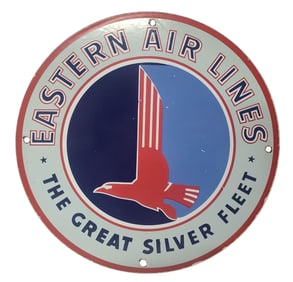 Round Porcelain Eastern Airlines Advertising Sign.