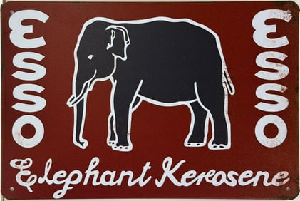 Tin ESSO Elephant Kerosene Advertising Sign.