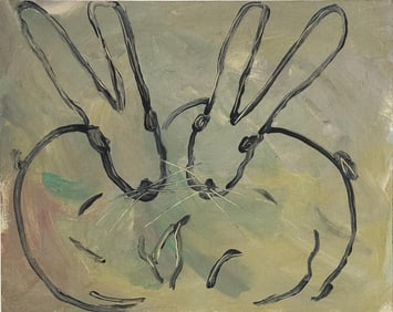 Hunt Slonem, Oil on board.