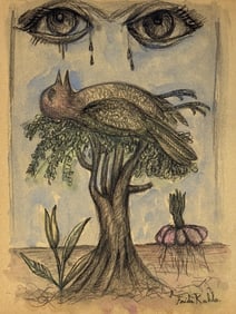 Frida Kahlo, Pencil and watercolor o paper.