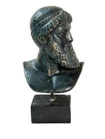 Antigue Busto Griego de de cabeza de Poseidón de Artemision, estatua de bronce puro y base de