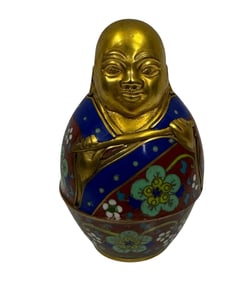 Vintage Cloisonne & Gold Gilded Buddha Lidded Box.