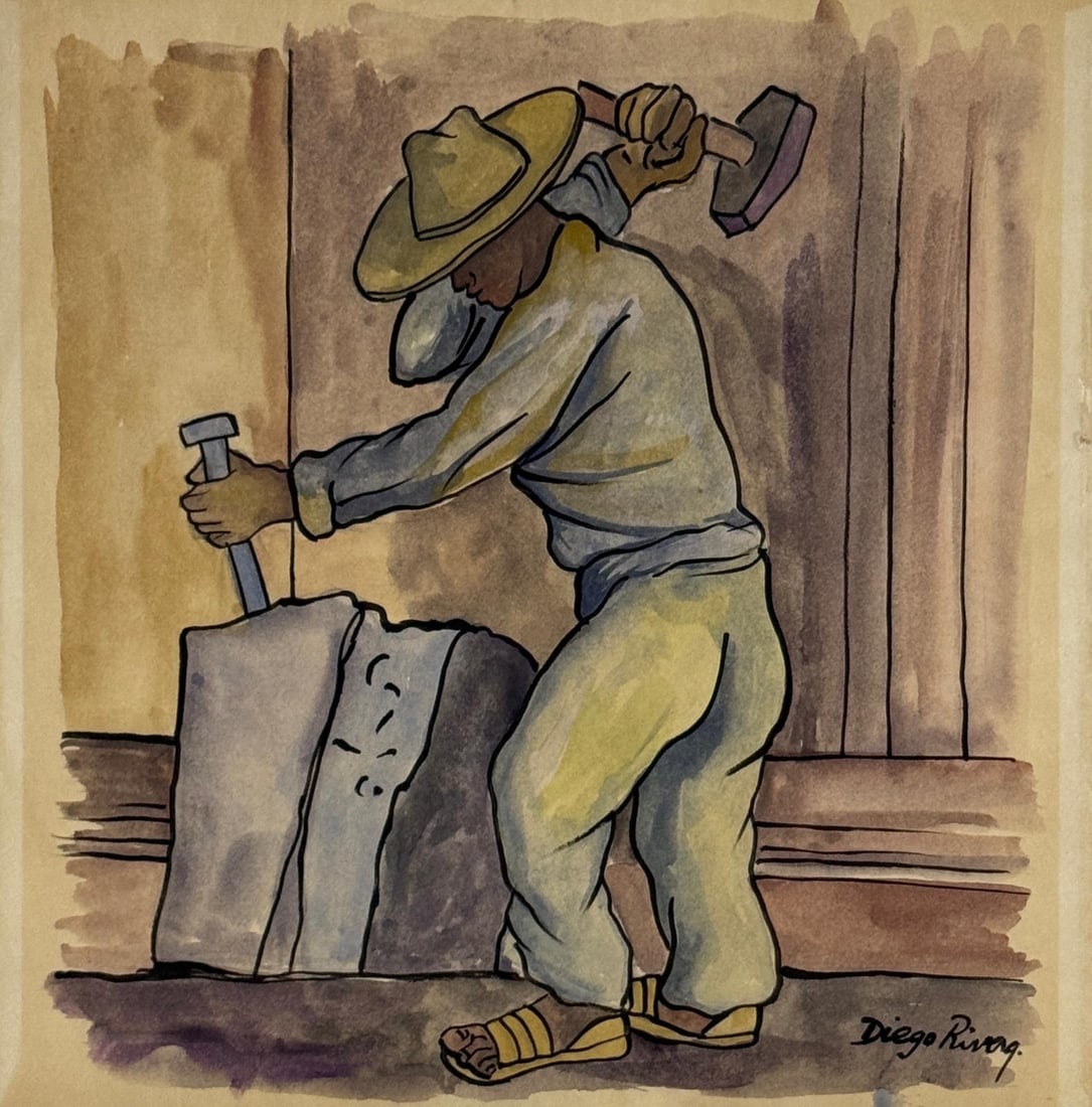 Diego Rivera, Watercolor and ink on paper. (1 of 2)