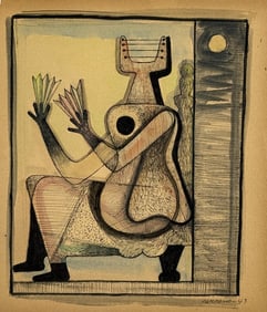 Mario Carreño, Watercolor and ink on paper.