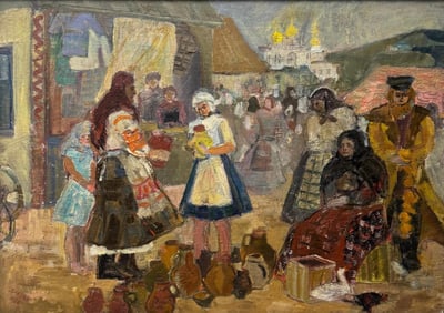 David Burliuk, Oil on canvas panel.