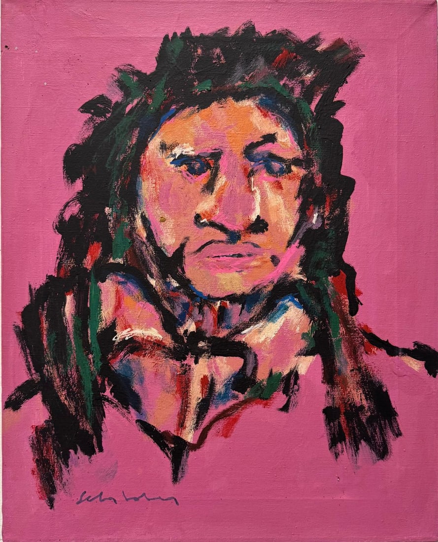 Fritz Scholder, Acrylic on canvas.: Fritz Scholder (American, 1937–2005) Title: Untitled, Medium: Acrylic on canvas, Size: 20 h x 16 w inches. This lot is accompanied by a COA (Certificate of Attribution) and is not a reproduction, it