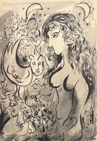 Marc Chagall, Watercolor and ink on heavy paper.