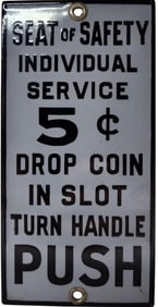 Individual Toilet Service 5¢ Porcelain Door Sign