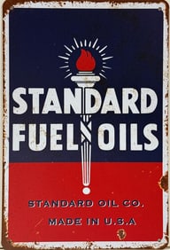 Tin Standard Fuel Oils Advertising Sign.