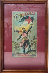 Framed Crusader Tobacco Crate Label Litho.