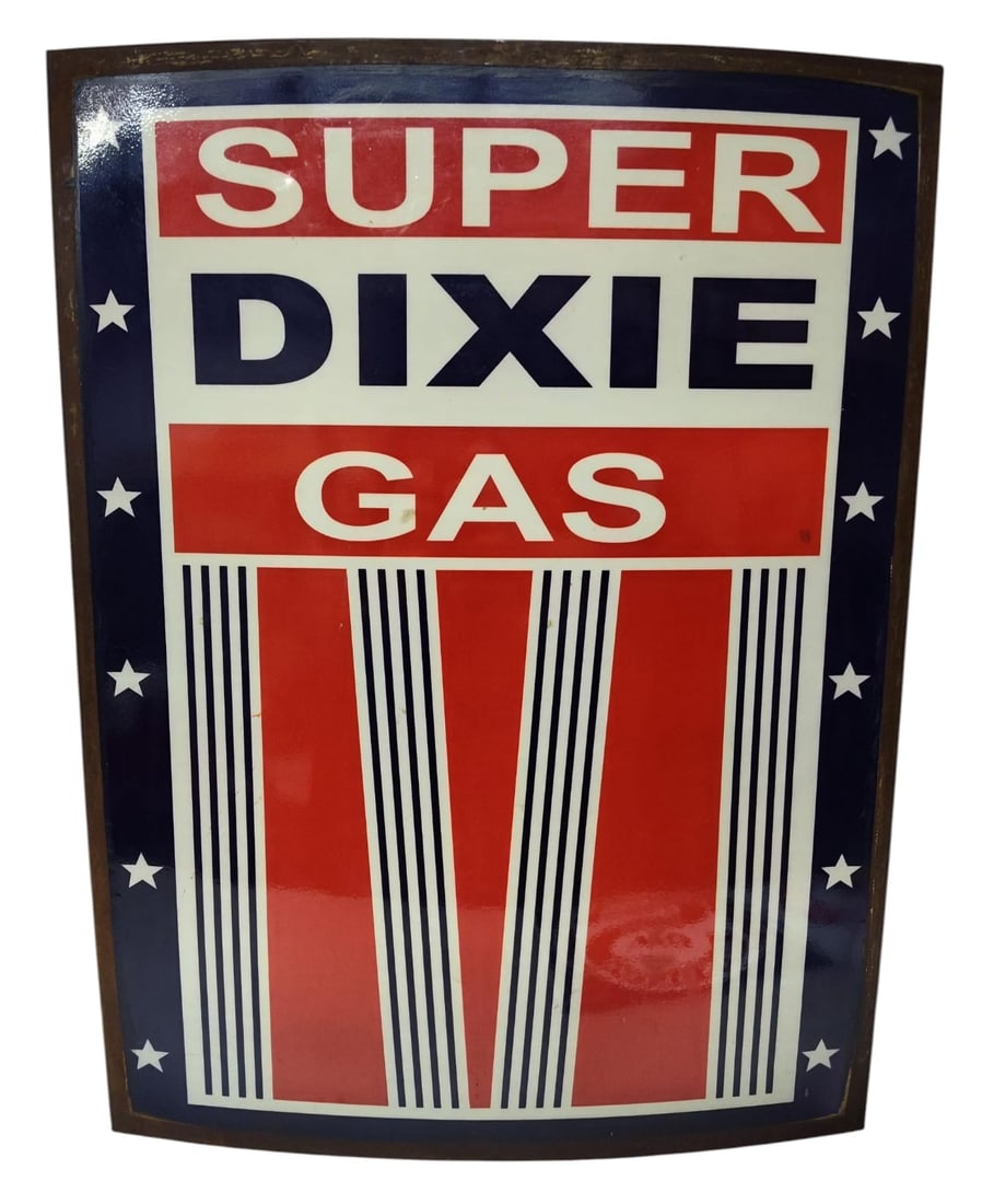 Tin Super Dixie Gas Advertising Sign. (1 of 6)