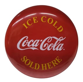 Round Button Style Coca Cola Sold Here Advertising Sign.