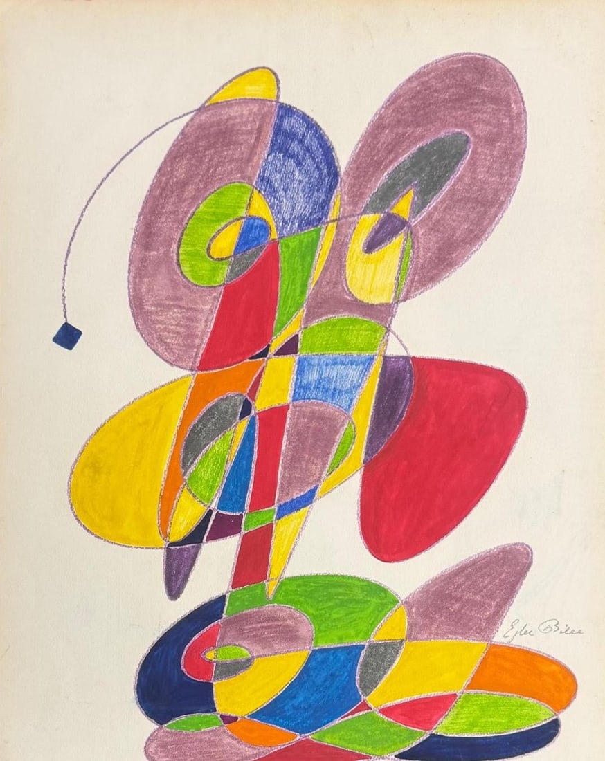 Ejler Bille, Watercolor on paper.: Ejler Kristian Torbensen Bille (1910-2004) Title: Untitled (Abstract composition), Medium: Watercolor on paper, Size: 16.75" h x 13.75" w inches. This lot is accompanied by a COA (Certificate of Attri