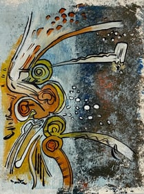 Roberto Matta, Mixed media on cardboard.