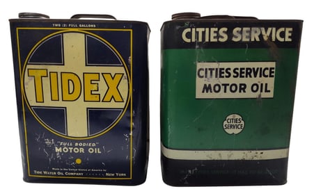 Lot of 2 Vintage 1 Gallon Oil Cans.