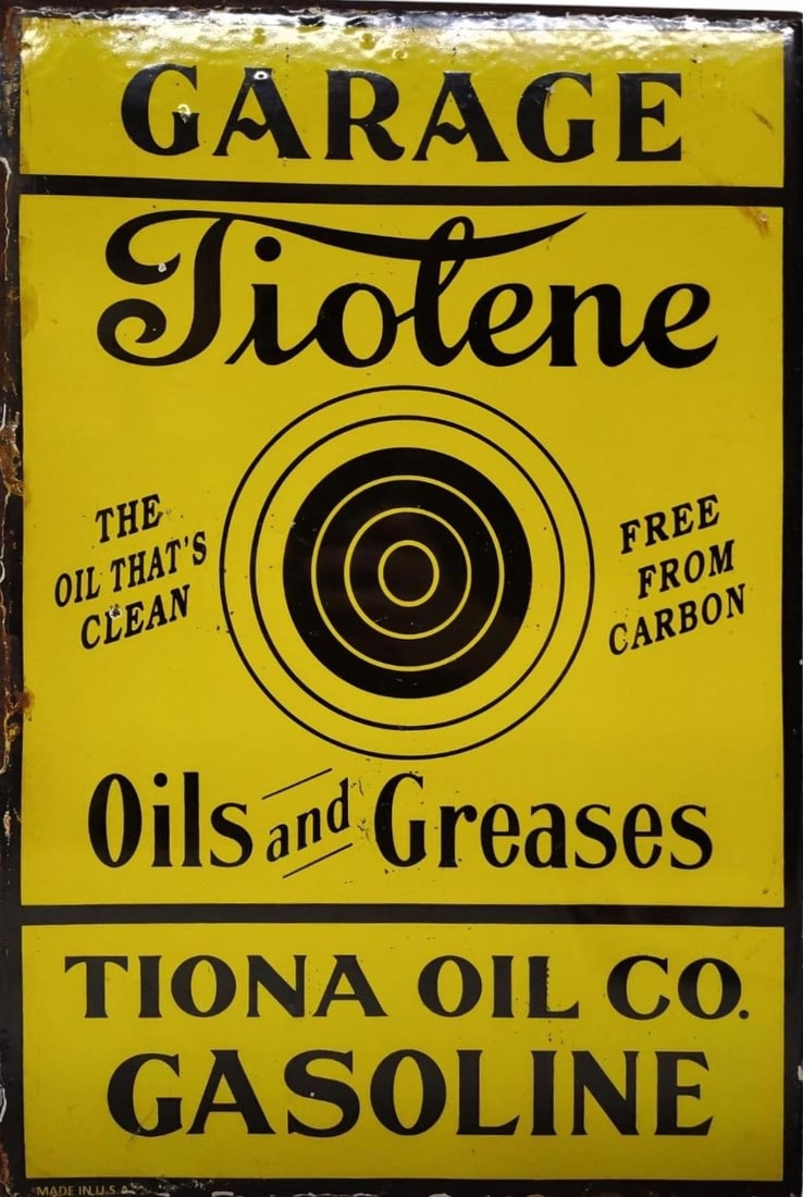 Porcelain Tiolene Advertising Flange Double Sided Sign. (1 of 7)