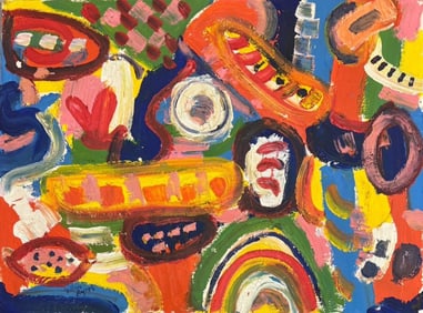 Gillian Ayres, oil on canvas board.