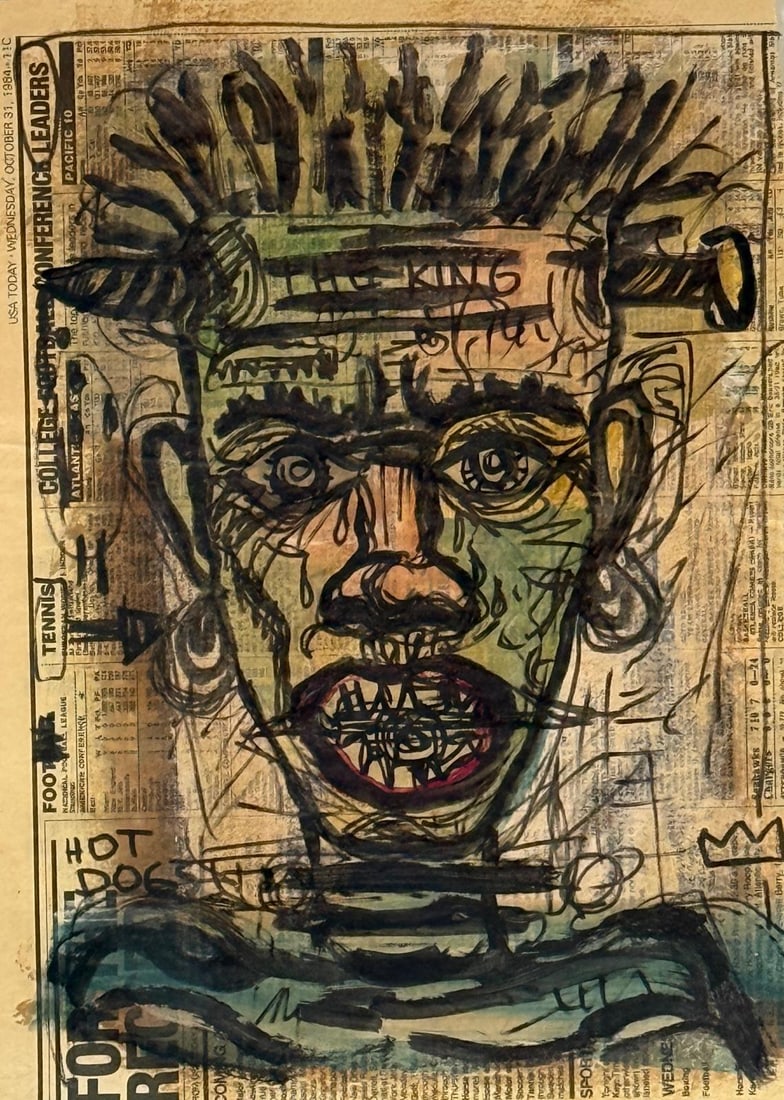 Jean-Michel Basquiat, Oil on newspaper. (1 of 6)