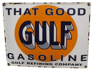 Porcelain Gulf Gasoline Advertising Sig.