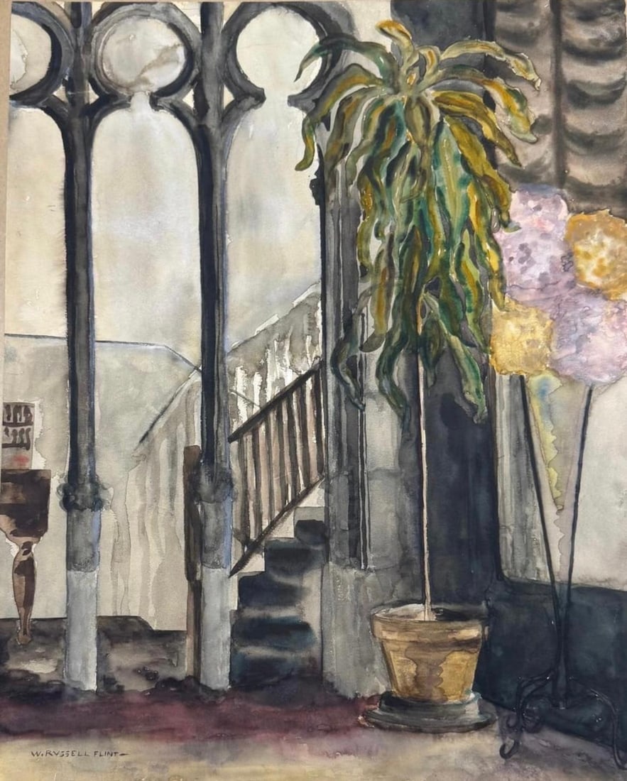 William Russell Flint, Watercolor on paper.: William Russell (Sir) Flint (Scottish, 1880–1969) Title: Untitled, Medium: Watercolor on paper, Size: 20 h x 16.50 w inches. This lot is accompanied by a COA (Certificate of Attribution) and is not