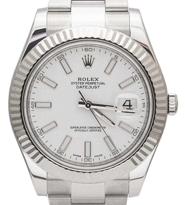 Rolex DateJust II 41mm With White Dial 116334.: Rolex DateJust II 41mm With White Dial 116334 Model Name/Number:DateJust II 116334 Serial/Year: Random - 2012 or newer. Grade: II. Gender: Men\'s. Features: Automatic movement w/ date, 31 jewels, Quic