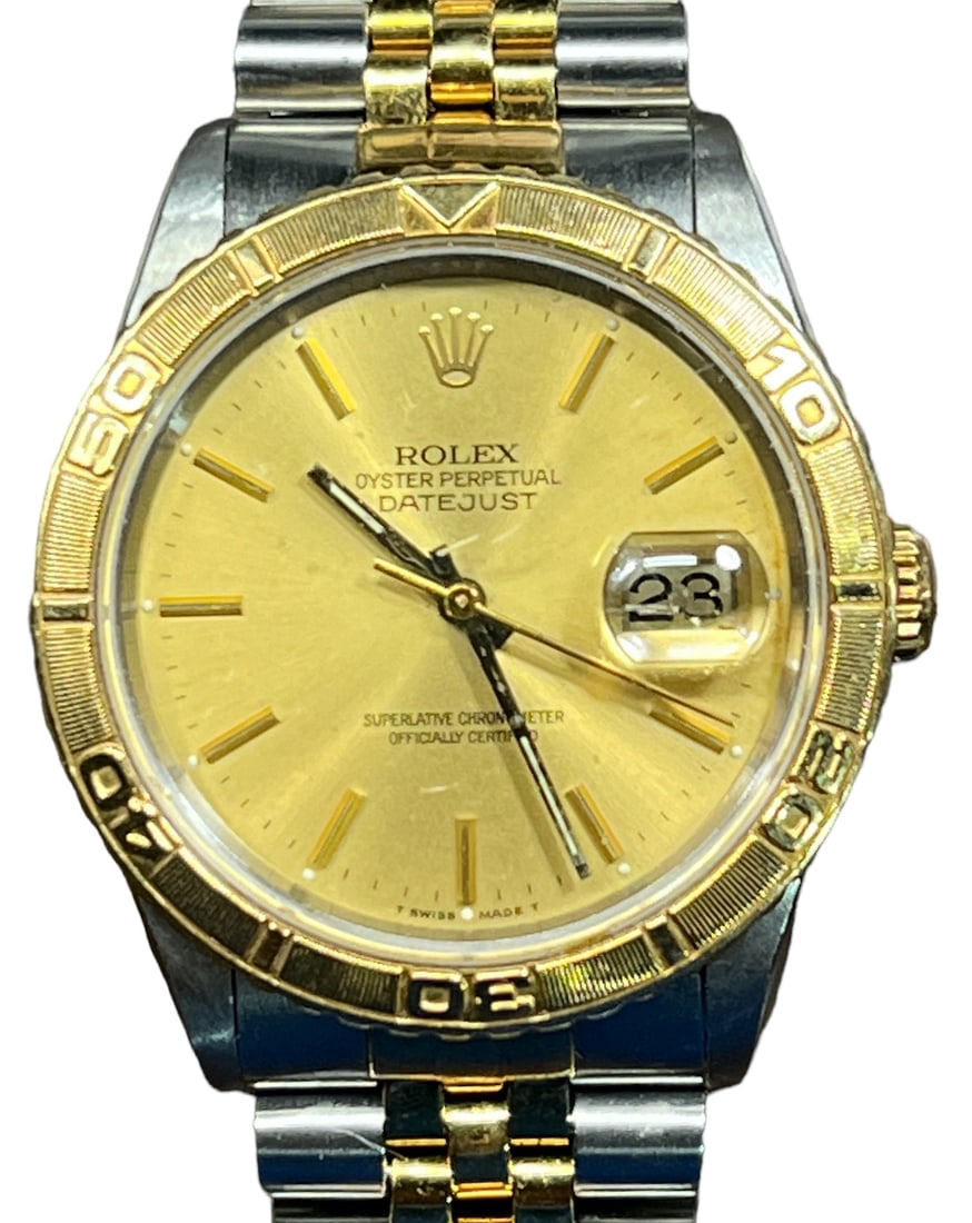 Rolex DateJust 16263 Turn-O-Graph 36mm "Thunderbird" Two-Tone18k gold and stainless steel, Men's: Classic icon, Men's 18k gold and stainless steel Rolex Oyster Perpetual Datejust Ref.16263 Turn-O-Graph, "Thunderbird", automatic, c.1990-91s, all original. Verified authentic by a master watchmaker.
