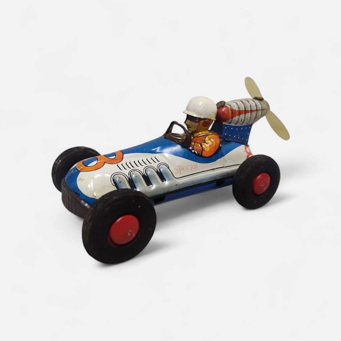 Vintage Yonezawa Tin Friction #8 Propeller Race Car Toy. (1 of 5)