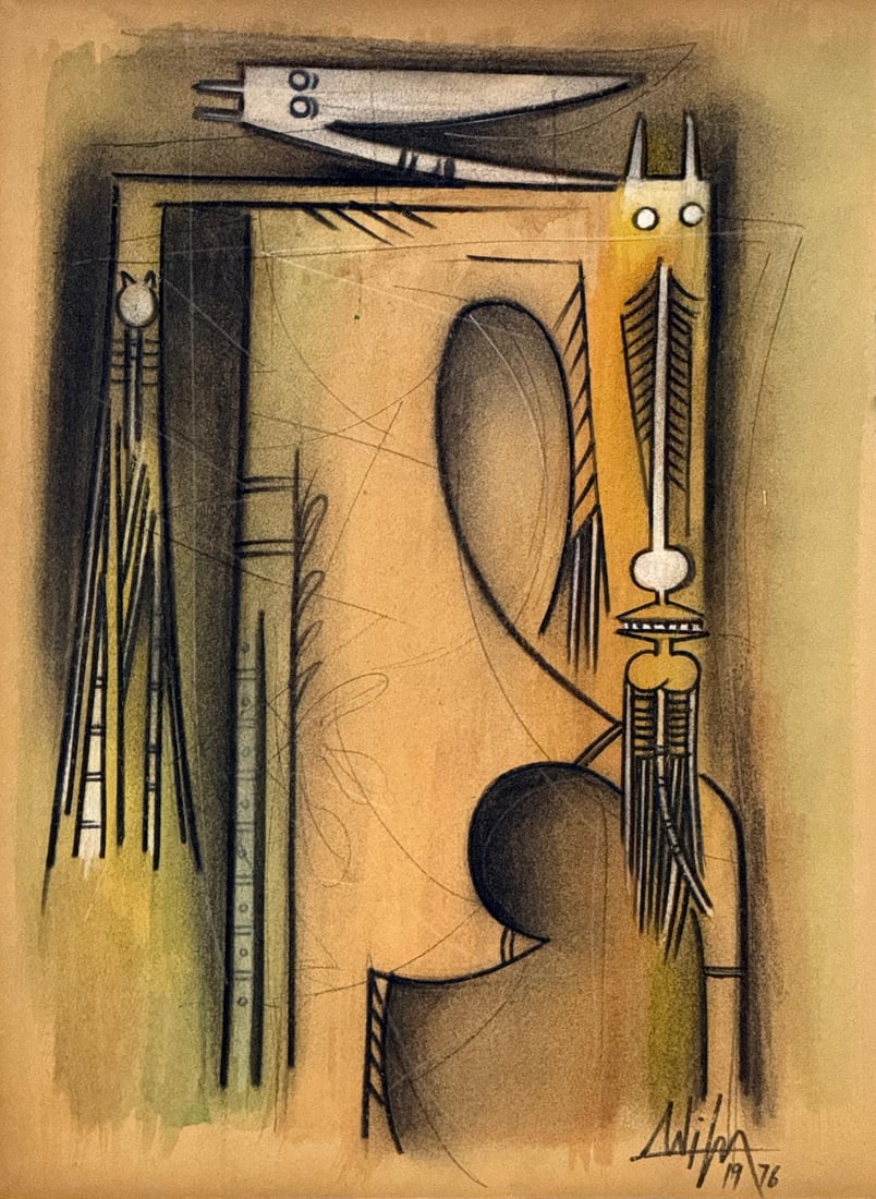 Wifredo Lam, Watercolor, charcoal and pencil, 1976. (1 of 7)