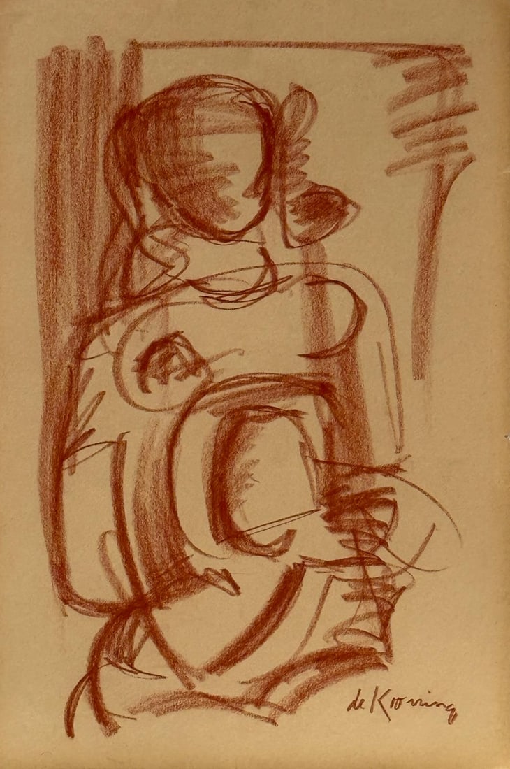 Willem de Kooning, Pastel on paper.: Willem de Kooning (1904-1997) Title: Untitled (Abstract figure), Medium: Pastel on paper, Size: 18" h x 12" w inches, Date: circa 1960s. This lot is accompanied by a COA (Certificate of Attribution) a