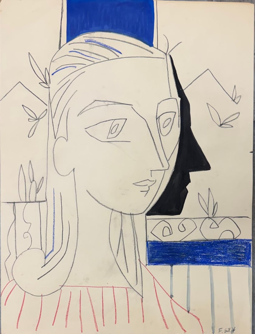 Françoise Gilot, Mixed media on paper. (1 of 2)