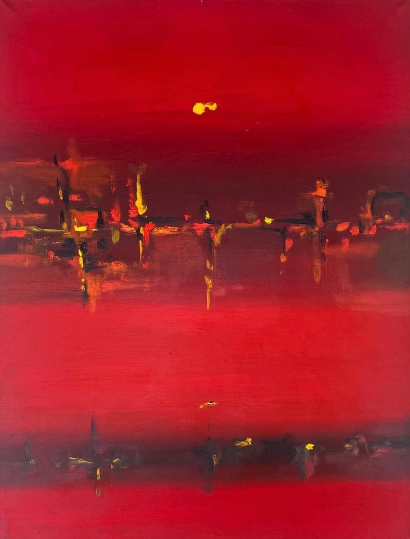 Vasudeo S. Gaitonde, Oil on canvas.: Vasudeo S. Gaitonde (1924-2001) Title: Untitled (Abstract composition), Medium: Oil on canvas, Date: 1986, Size: 31.75" h x 24.25" w inches. This lot is accompanied by a COA (Certificate of Attributio