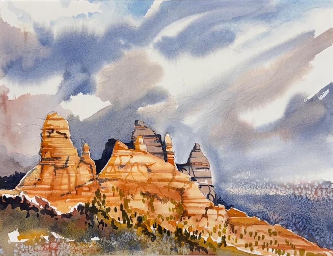 Charles Payzant, Watercolor on paper.: Charles Payzant (1898–1980) Title: Untitled (Landscape), Medium: Watercolor on paper, Size: 12" h x 16" w inches, Date: Undated. This lot is accompanied by a COA (Certificate of Attribution) and is