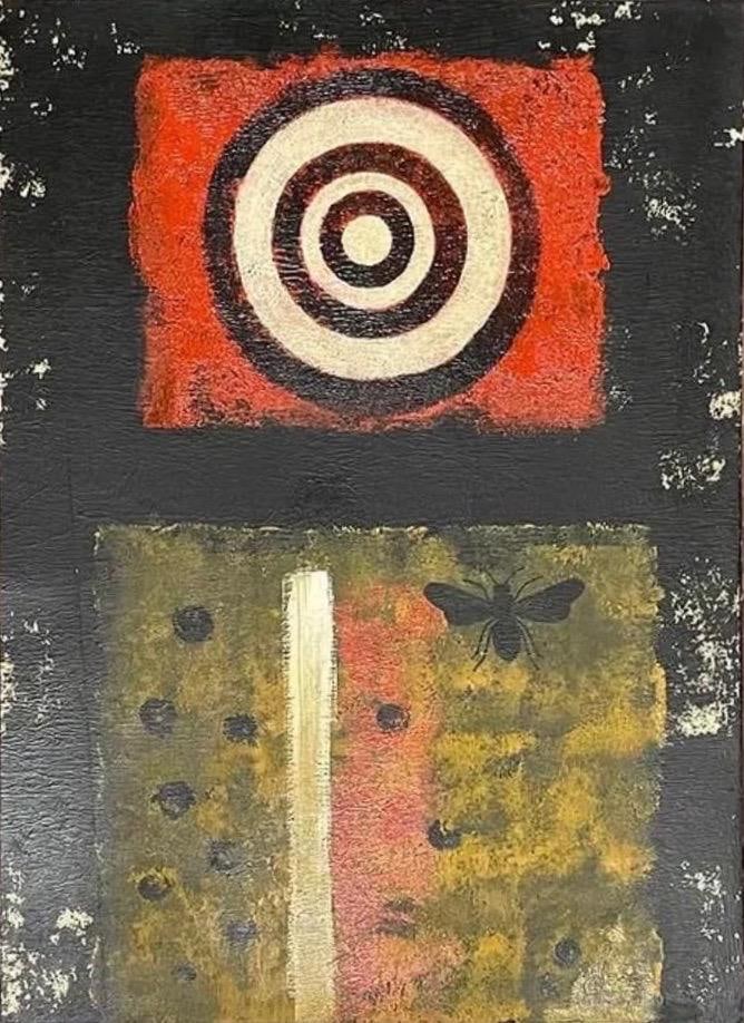 Jasper Johns, Oil on board.: Jasper Johns (American, born 1930) Title: Untitled (Abstract composition), Medium: Oil on board, Size: 29" h x 21" w inches, Date: 1971. This lot is accompanied by a COA (Certificate of Attribution) a