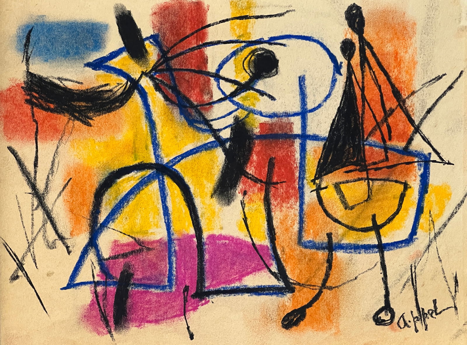 Karel Appel, Pastel on paper. (1 of 2)