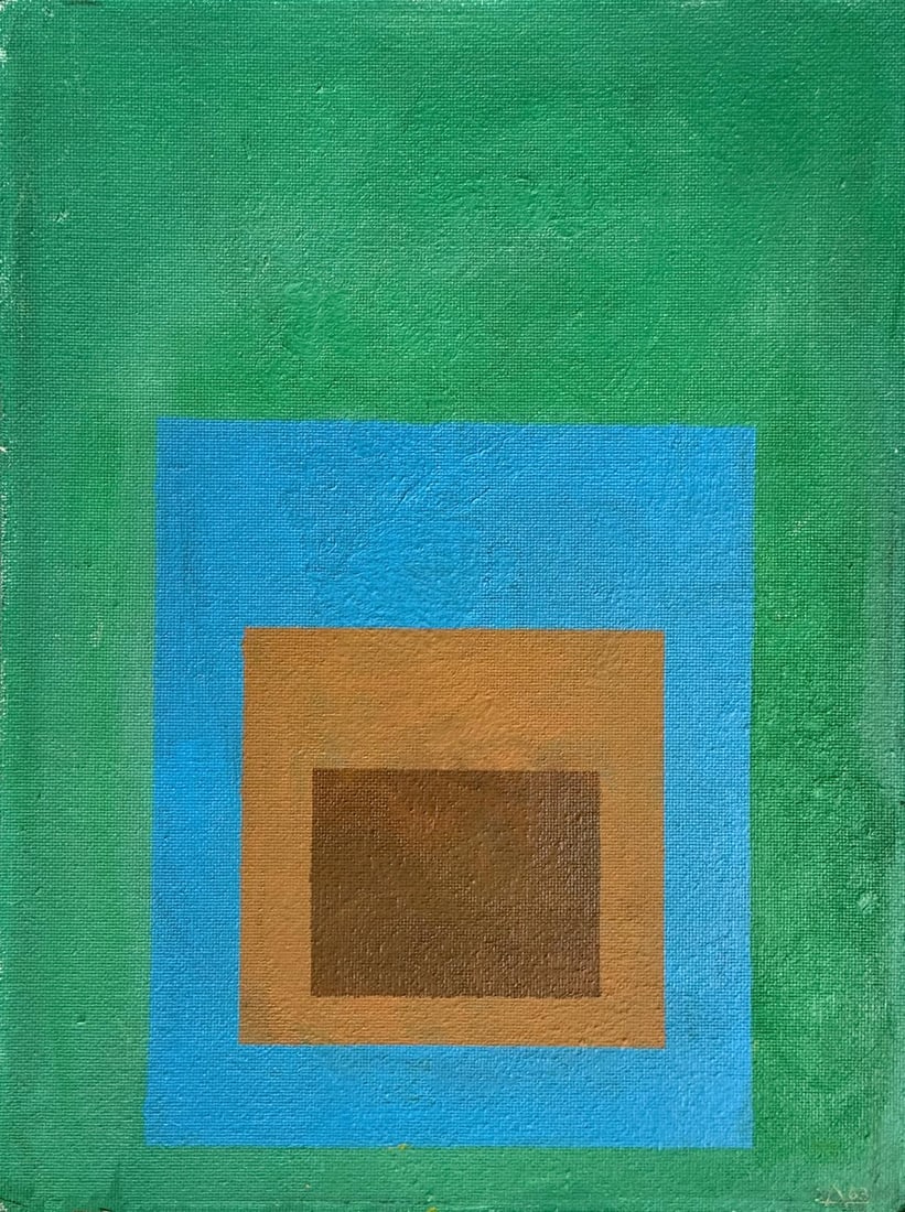 Josef Albers, Oil on board: Josef Albers (1888-1976) Title: Untitled (Study for Homage to the Square), Medium: Oil on board, Size: 24" x 18" (in), Date: 1963. This lot is accompanied by a COA (Certificate of Attribution) and is