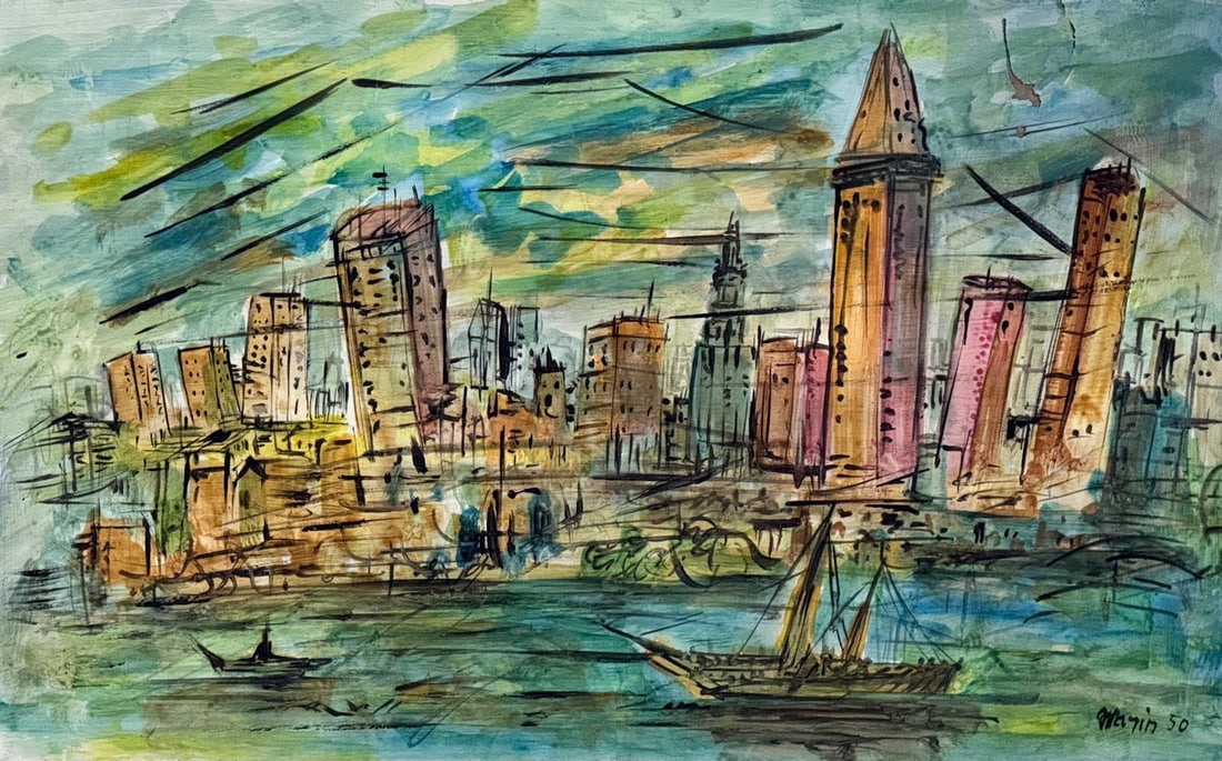 John Marin, Watercolor on re-taled paper. (1 of 5)