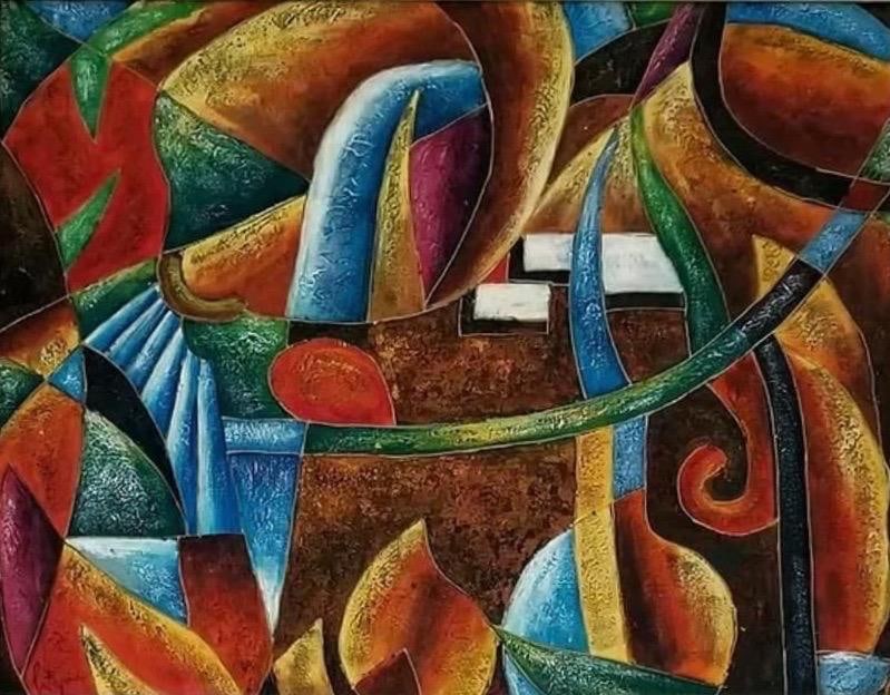 Louis Robert Arthur Latapie, Oil on canvas.: Louis Robert Arthur Latapie (1891–1972) Title: Untitled (Abstract composition), Medium: Oil on canvas, Size: 29.5" h x 24.5" w inches, Date: Undated. This lot is accompanied by a COA (Certificate of