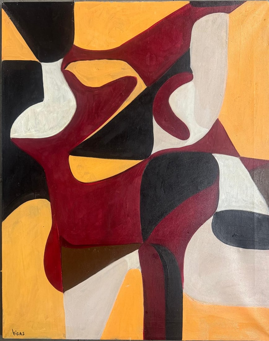 Oswaldo Vigas, Oil on canvas,,: Oswaldo Vigas (1926–2014) Title: Untitled, Medium: Oil on canvas, Size: 30 h x 24 w in, Date: circa 1970. This lot is accompanied by Certificate of Attribution and is not a reproduction, it is a uni