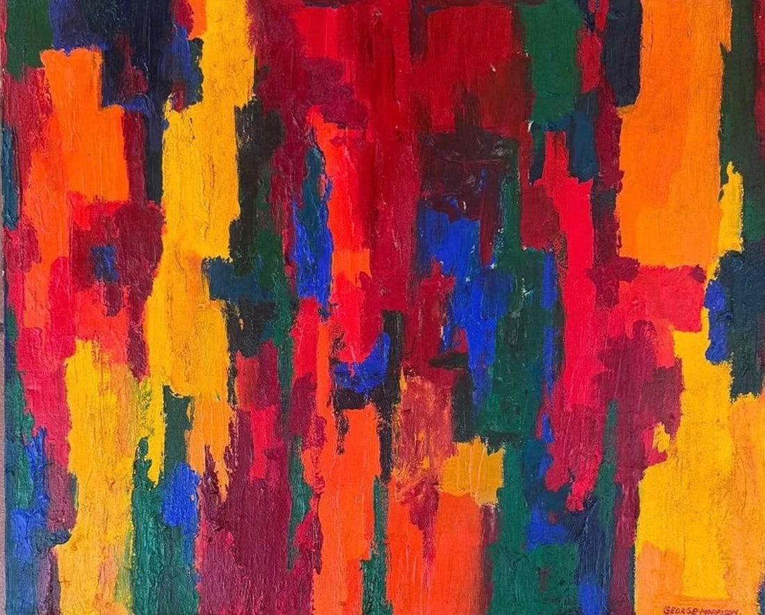 George Morrison, Oil on canvas.: George Morrison (1919-2000) Title: Untitled (Abstract composition), Medium: Oil on canvas, Size: 19.5 h x 24 w inches, Date: Undated. This lot is accompanied by a Certificate of Attribution and is not