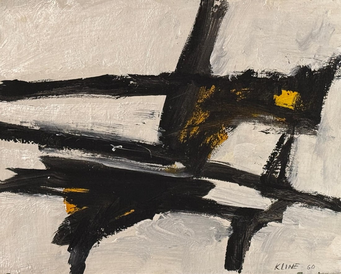 Franz Kline, Oil on canvas.: Franz Kline (1910-1962) Title: Untitled (Abstract composition), Medium: Oil on canvas, Date: 1960, Size: 15 h x 19 w in. This lot is accompanied by a Certificate of Attribution and is not a reproducti