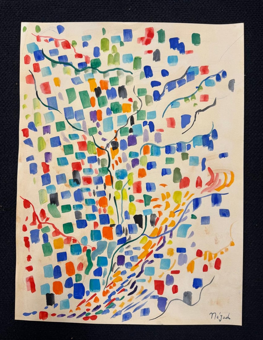 Nejad Melih Devrim, Watercolor on paper.: Nejad Melih Devrim (1923-1995) Title: Untitled (Abstract composition), Medium: Watercolor on paper, Size: 20" h x 15" w inches, Date: Undated. This lot is accompanied by a Certificate of Attribution a