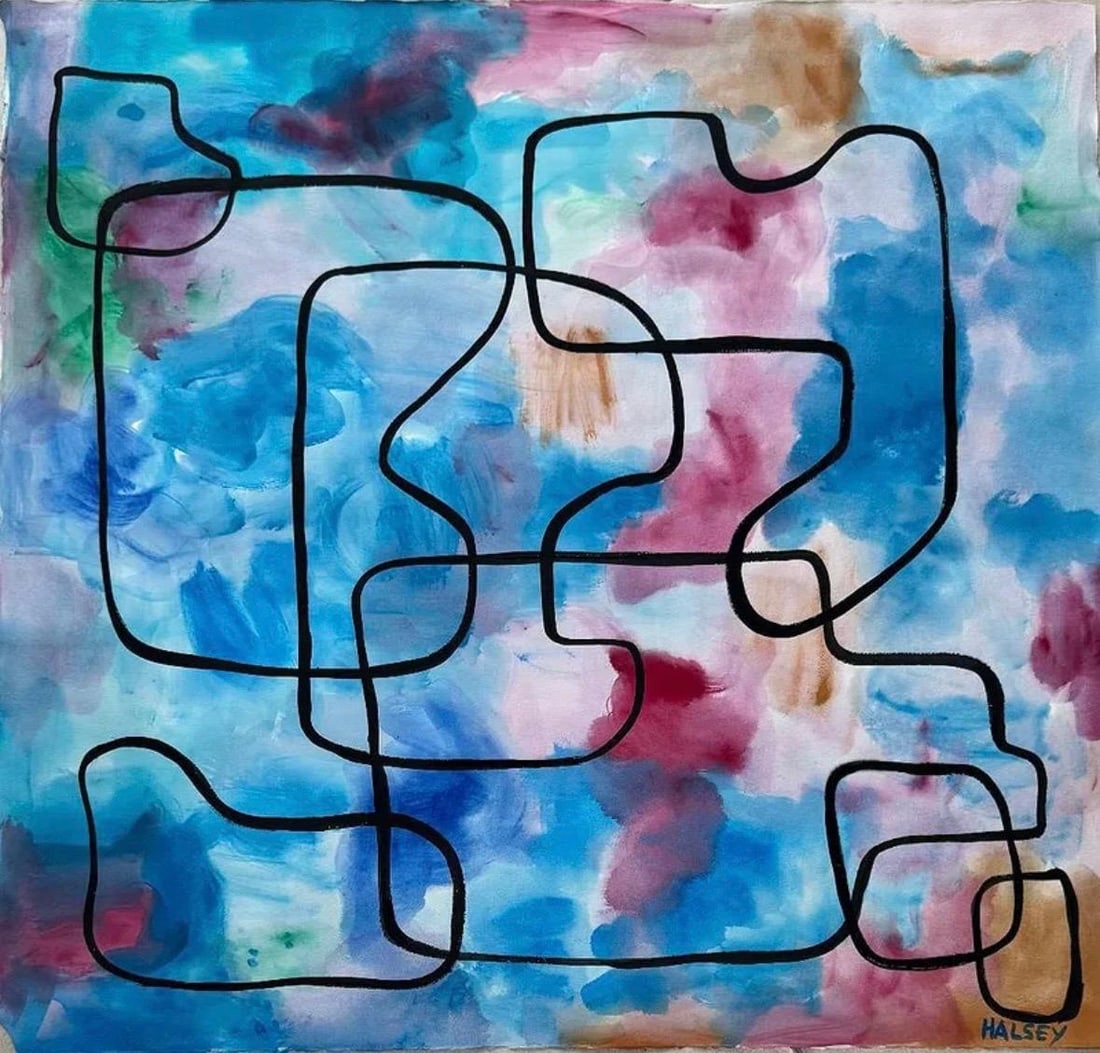 William Melton Halsey, Mixed media on paper.: William Melton Halsey (1915–1999) Title: Untitled (Abstract composition), Medium: Mixed media on paper, Size: 22" h x 23" w inches, Date: Undated. This lot is accompanied by a Certificate of Attribu