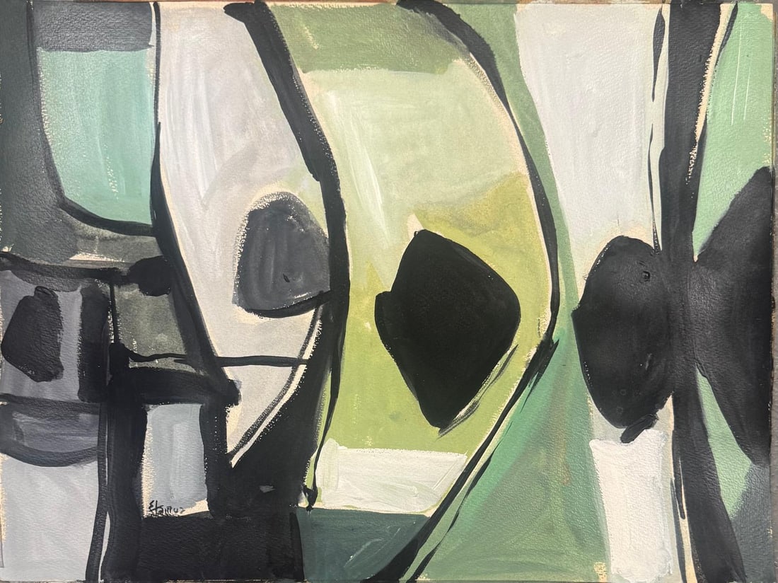 Theodoros Stamos, Gouache on Cardboard.: Theodoros Stamos (American/Greek, 1922–1997) Title: Untitled, Medium: Gouache on Cardboard, Size: 14.25 h x 19 w inches. This lot is accompanied by a Certificate of Attribution and is not a reproduc