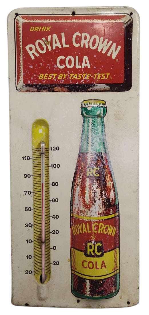 Tin Embossed Royal Crown Cola Advertising Thermometer. (1 of 3)