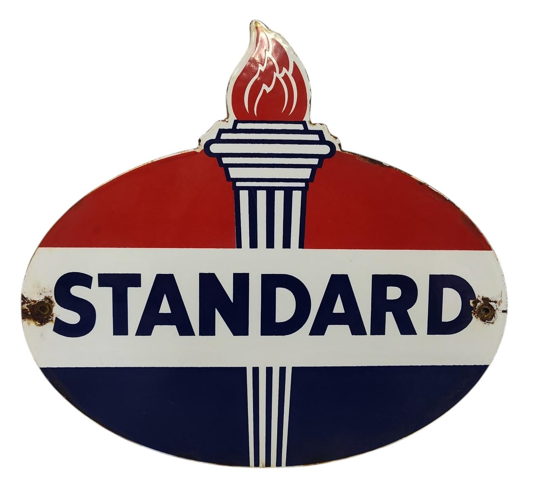 Porcelain Standard Gasoline Advertising Sign / Pump Plate. (1 of 2)