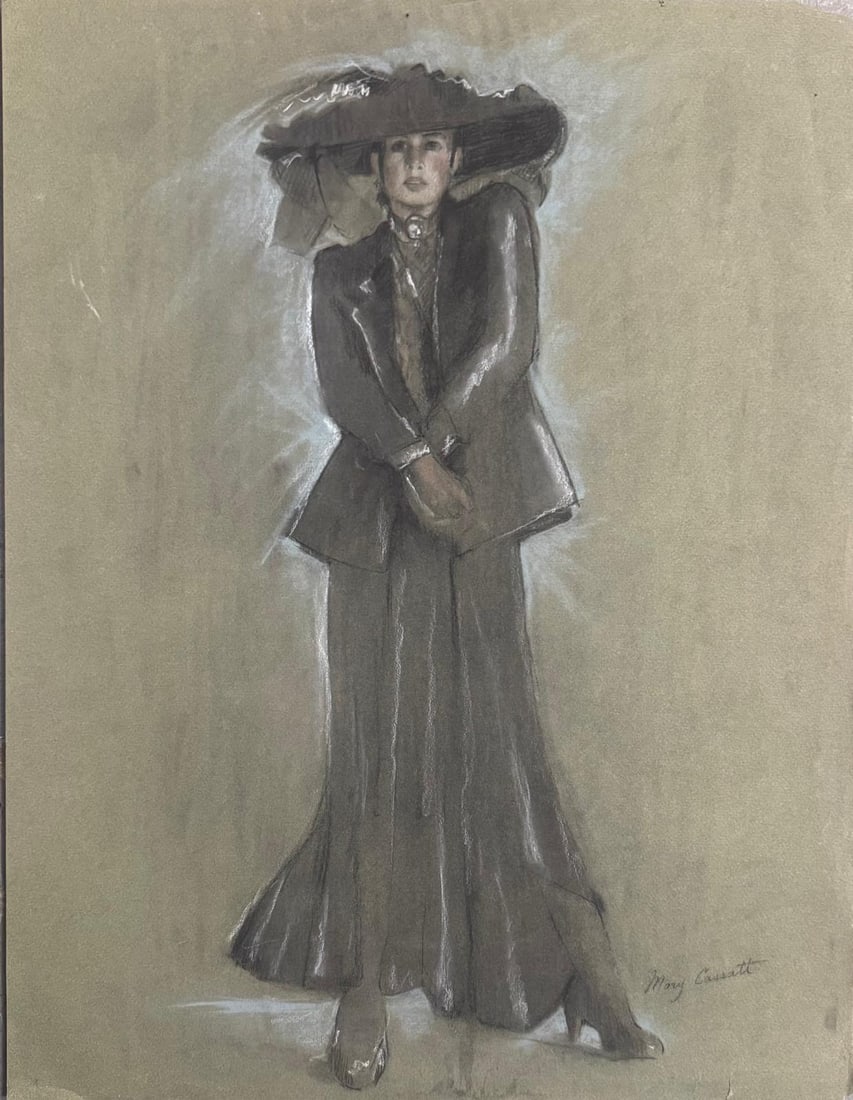 Mary Cassatt, Pastel on paper.: Mary Cassatt (1844–1926) Title: Untitled, Medium: Pastel on paper, Size: 25.50 h x 19.50 w in, Date: Undated. This lot is accompanied by Certificate of Attribution and is not a reproduction, it is a