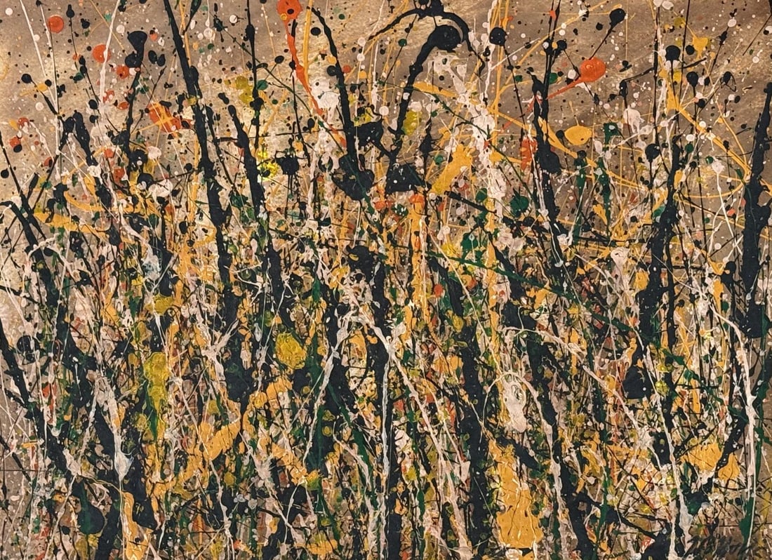 Jackson Pollock, Tempera on paper.: Jackson Pollock(1912-1956) Title: Untitled (No.5 Abstract composition), Medium: Tempera on paper, Size: 16 h x 24 w in, Date: ca. 1945. This lot is accompanied by a Certificate of Attribution and is n