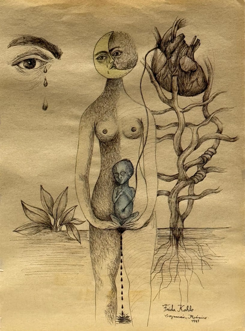 Frida Kahlo, Ink on paper. (1 of 8)